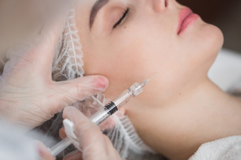 Cosmetic injection of botox, close-up